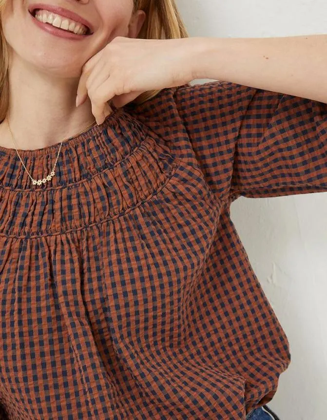 Fatface Shirts and Blouses Tamer Gingham Blouse Brown 8211 Women