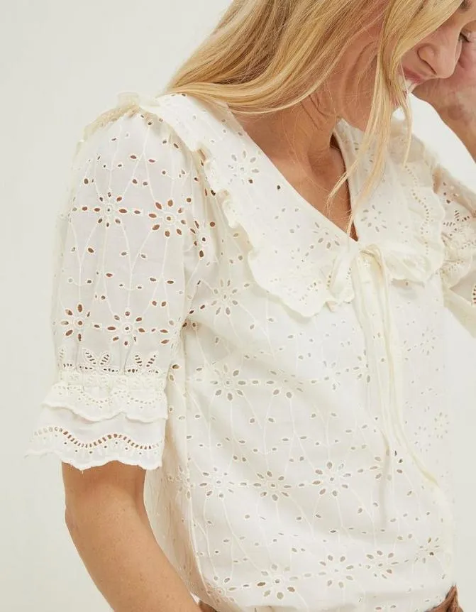 Fatface Shirts and Blouses Tina Broderie Collar Blouse Ivory 8211 Women