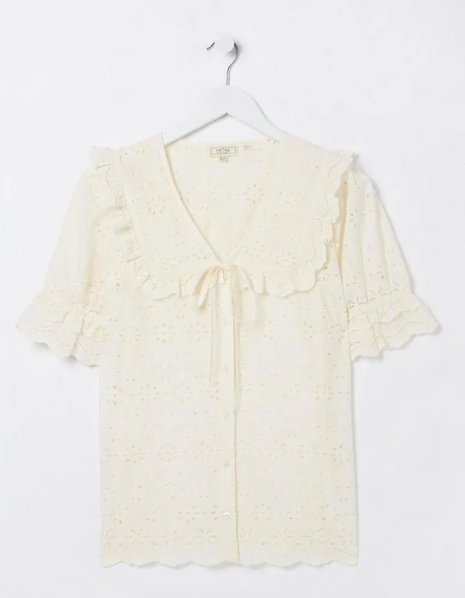 Fatface Shirts and Blouses Tina Broderie Collar Blouse Ivory 8211 Women