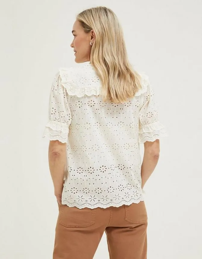 Fatface Shirts and Blouses Tina Broderie Collar Blouse Ivory 8211 Women