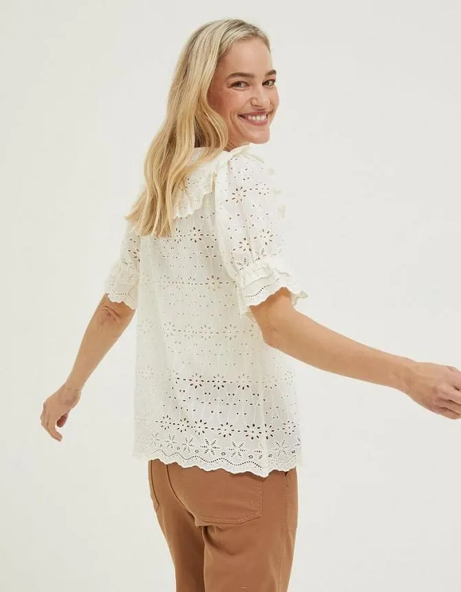 Fatface Shirts and Blouses Tina Broderie Collar Blouse Ivory 8211 Women