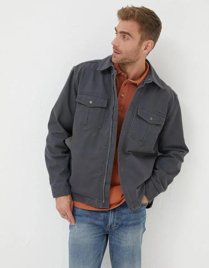 Fatface Shirts Bowd Zip Front Overshirt Dark Grey 8211 Men