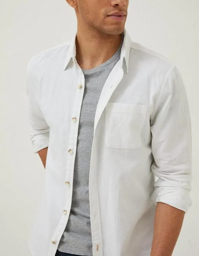 Fatface Shirts Bugle Linen Cotton Shirt White 8211 Men