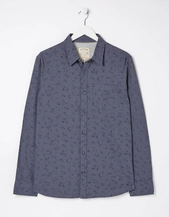 Fatface Shirts Burgess Floral Print Shirt Blue Marl 8211 Men