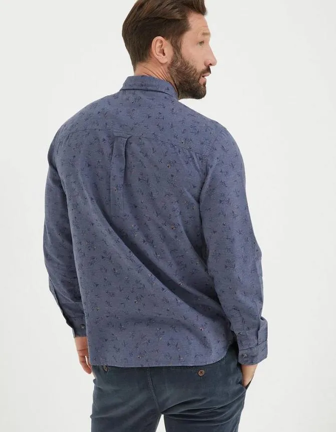 Fatface Shirts Burgess Floral Print Shirt Blue Marl 8211 Men
