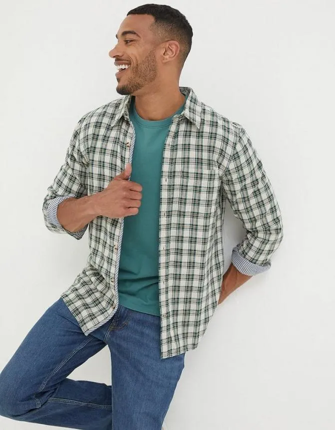 Fatface Shirts Chesil Grid Check Shirt Teal Green 8211 Men