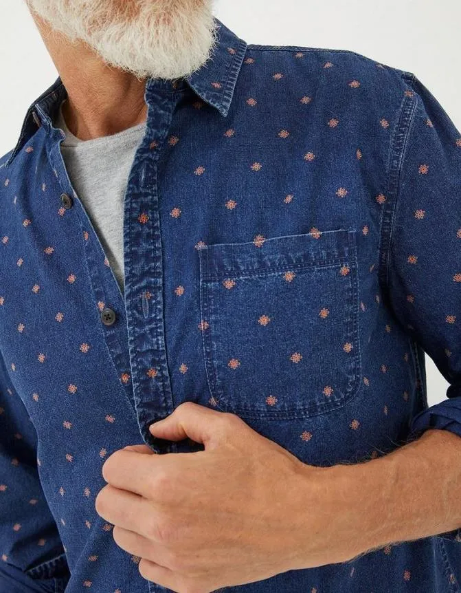Fatface Shirts Flower Geo Print Shirt Navy 8211 Men
