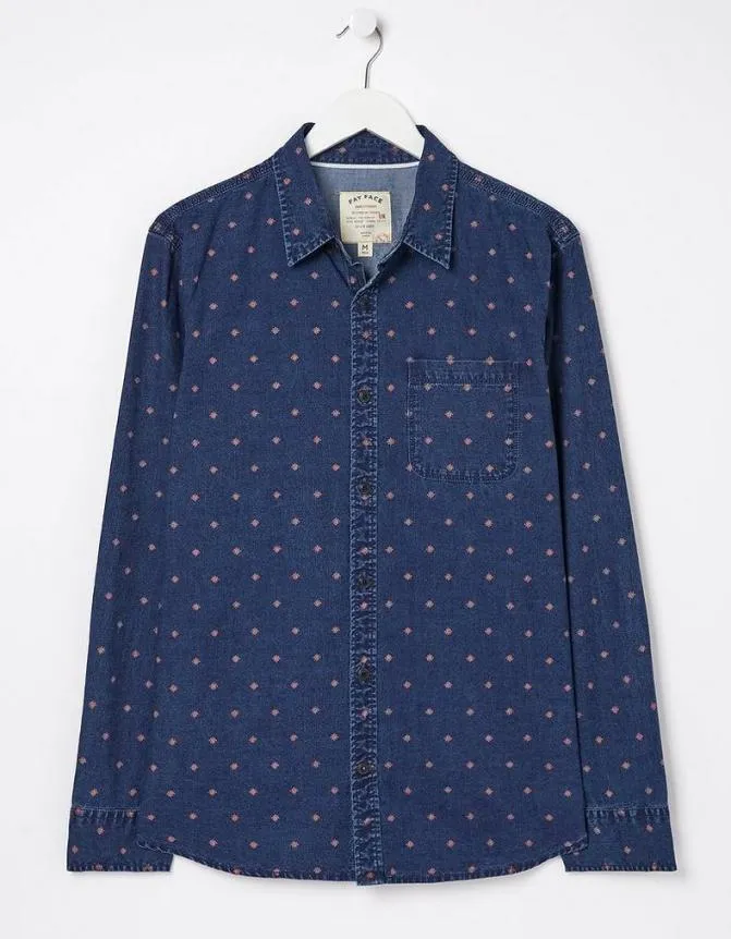 Fatface Shirts Flower Geo Print Shirt Navy 8211 Men