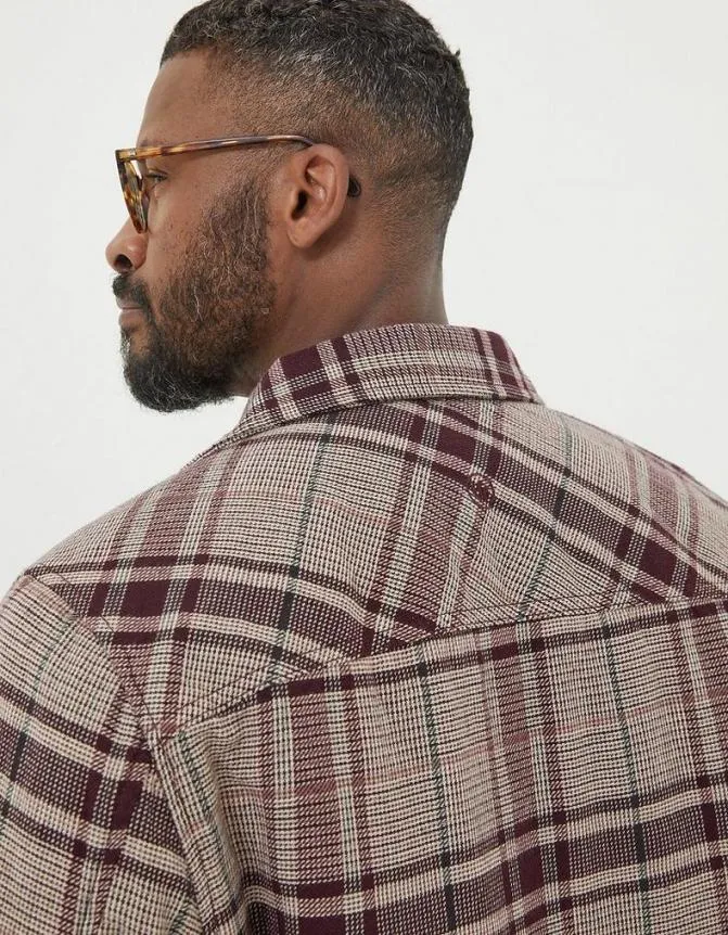 Fatface Shirts Glen Check Overshirt Plum 8211 Men