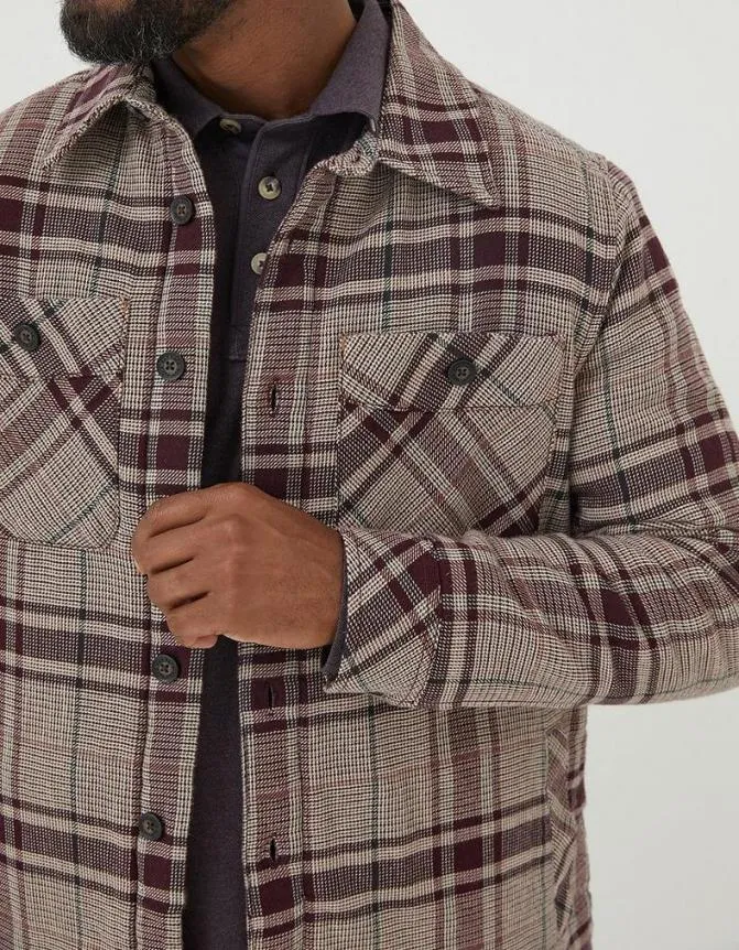 Fatface Shirts Glen Check Overshirt Plum 8211 Men