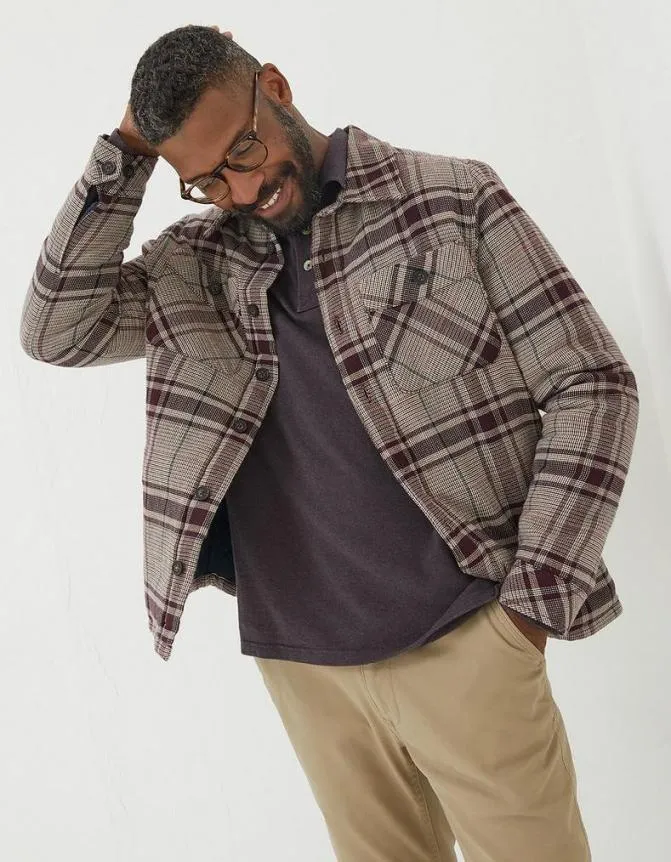 Fatface Shirts Glen Check Overshirt Plum 8211 Men