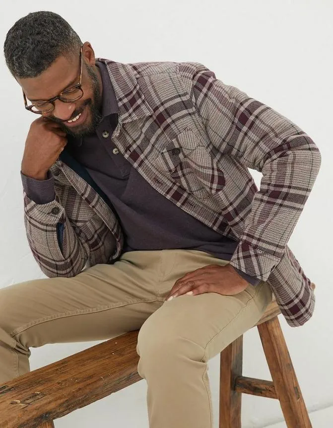 Fatface Shirts Glen Check Overshirt Plum 8211 Men