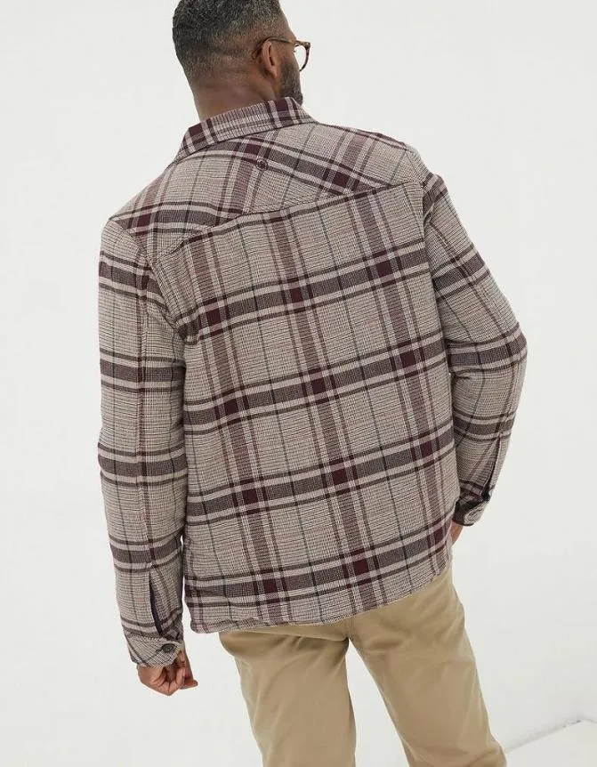 Fatface Shirts Glen Check Overshirt Plum 8211 Men