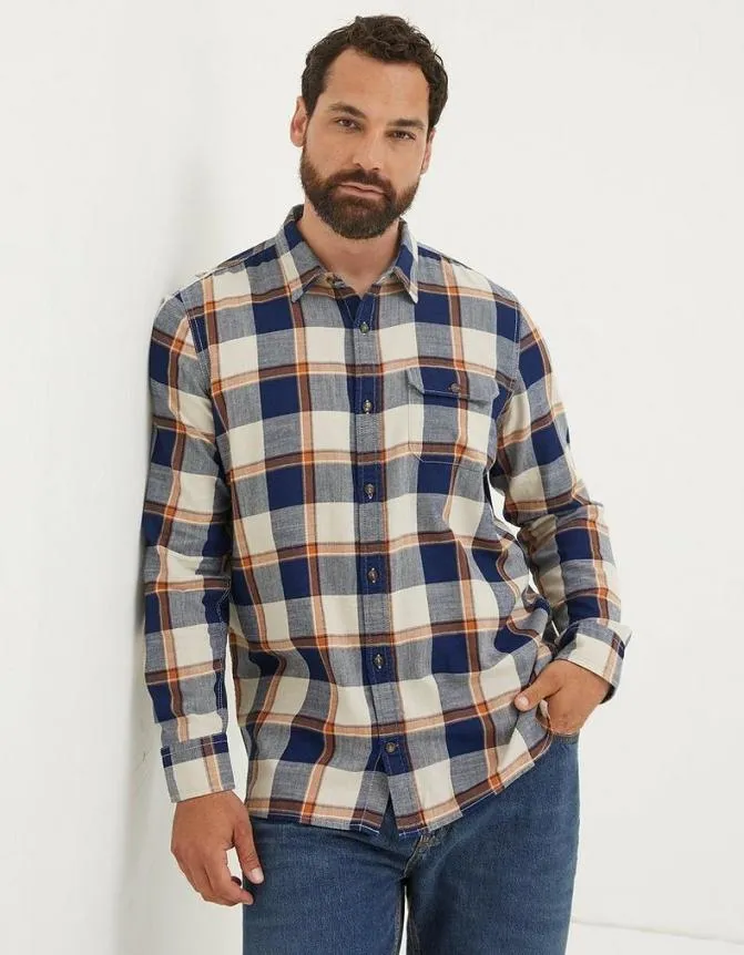 Fatface Shirts Indigo Grid Check Shirt Navy 8211 Men