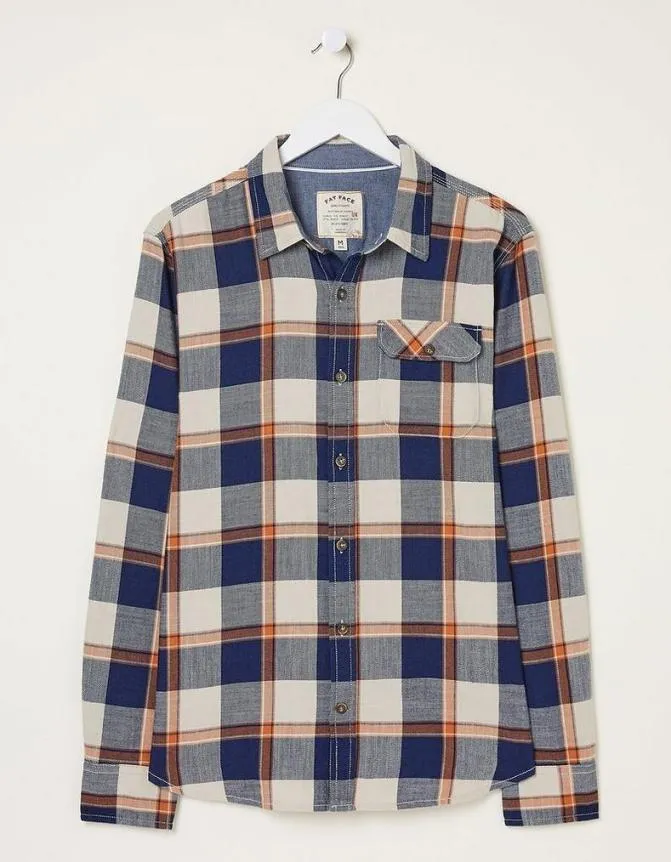 Fatface Shirts Indigo Grid Check Shirt Navy 8211 Men