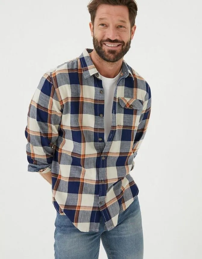 Fatface Shirts Indigo Grid Check Shirt Navy 8211 Men