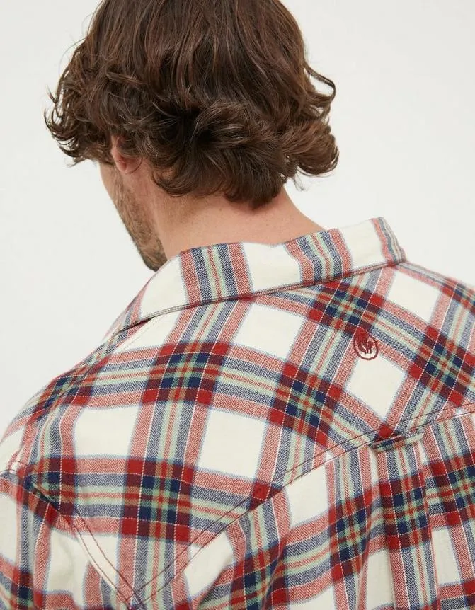 Fatface Shirts Long Sleeve Bruton Check Shirt Washed Red 8211 Men