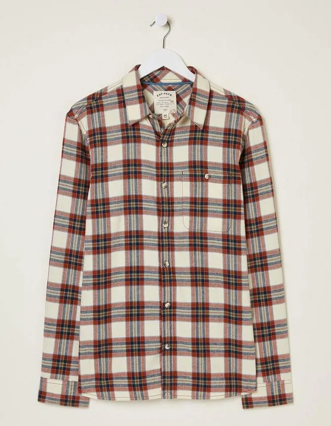 Fatface Shirts Long Sleeve Bruton Check Shirt Washed Red 8211 Men