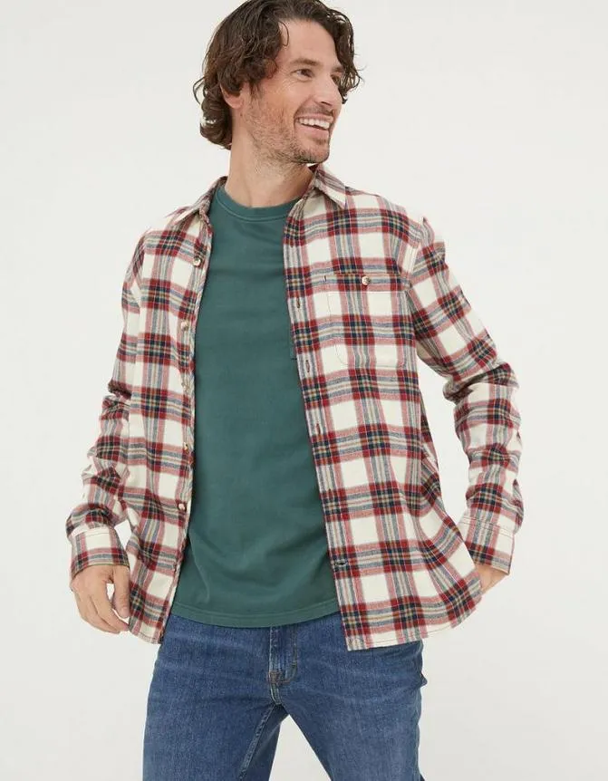 Fatface Shirts Long Sleeve Bruton Check Shirt Washed Red 8211 Men