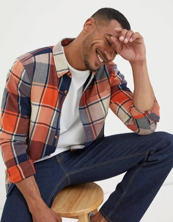 Fatface Shirts Poole Check Shirt Orange 8211 Men