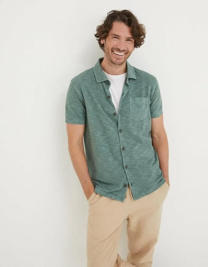 Fatface Shirts Truro Jersey Shirt Teal Green 8211 Men
