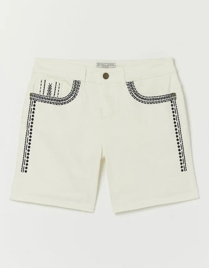 Fatface Shorts Denim Embroidered Shorts Ecru 8211 Women
