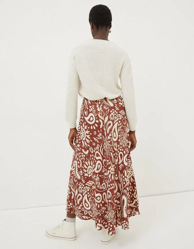 Fatface Skirts Pat Watercolour Midi Skirt Brown 8211 Women