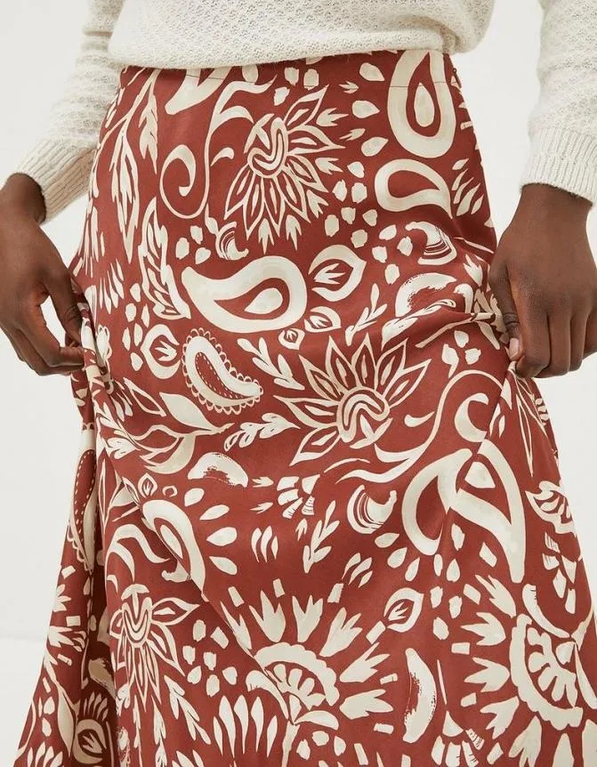 Fatface Skirts Pat Watercolour Midi Skirt Brown 8211 Women