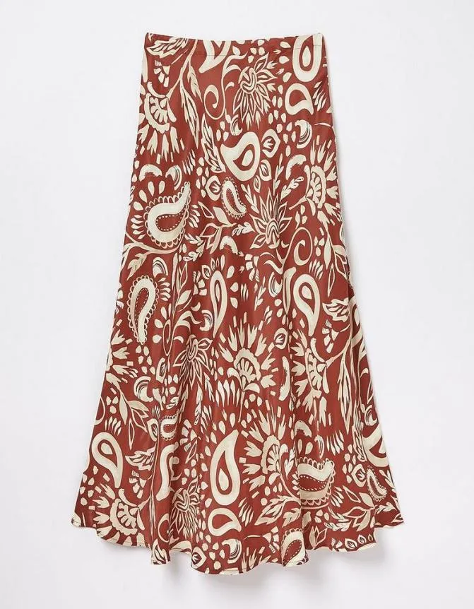 Fatface Skirts Pat Watercolour Midi Skirt Brown 8211 Women