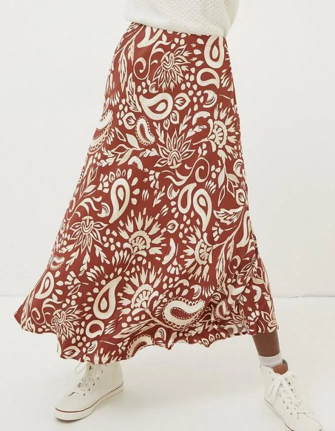 Fatface Skirts Pat Watercolour Midi Skirt Brown 8211 Women