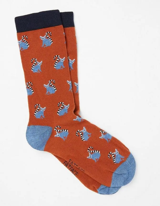 Fatface Socks and Underwear 1pk Mens Lemur Socks Dark Orange 8211 Men