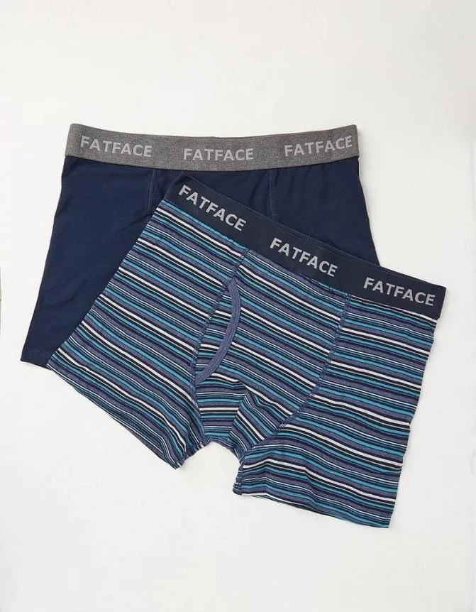 Fatface Socks and Underwear 2 Pack Abersoch Stripe Boxers Navy 8211 Men