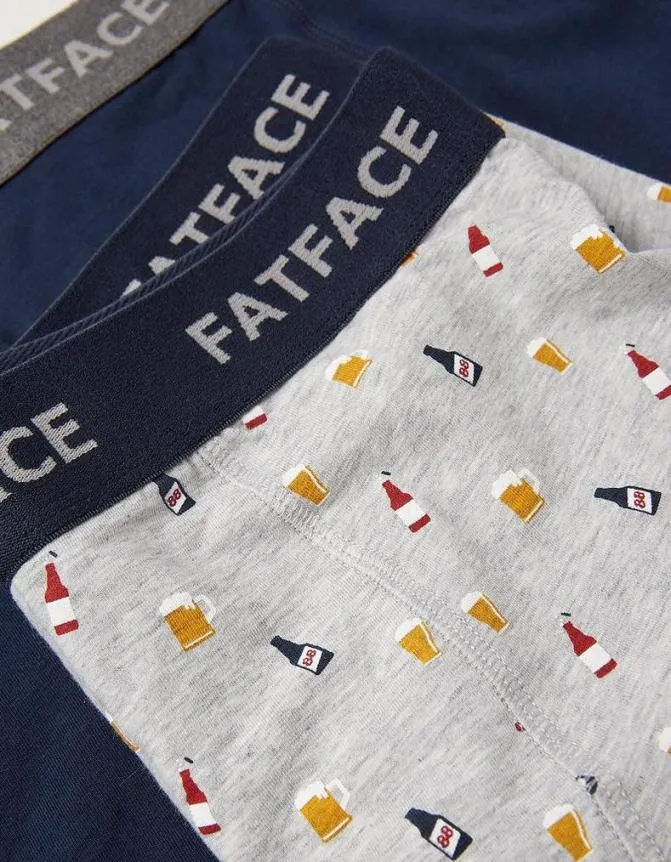 Fatface Socks and Underwear 2 Pack Beer Print Boxers Grey 8211 Men