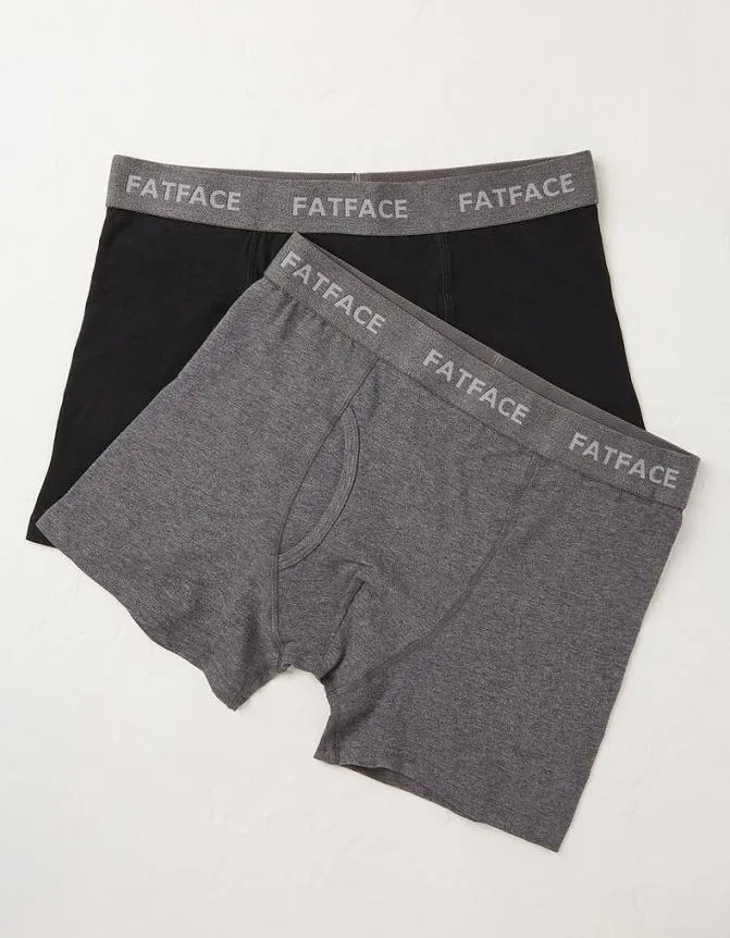 Fatface Socks and Underwear 2 Pack Plain Boxers Black 8211 Men