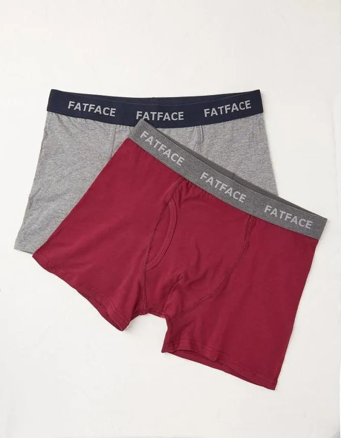 Fatface Socks and Underwear 2 Pack Plain Boxers Burgundy 8211 Men