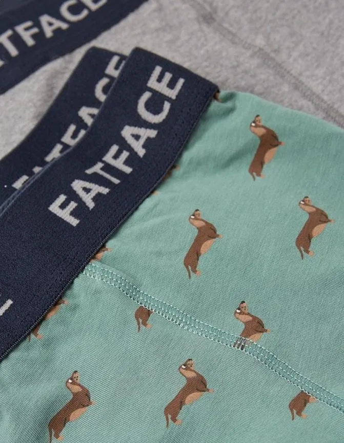 Fatface Socks and Underwear 2 Pack Sausage Dog Boxers Green 8211 Men