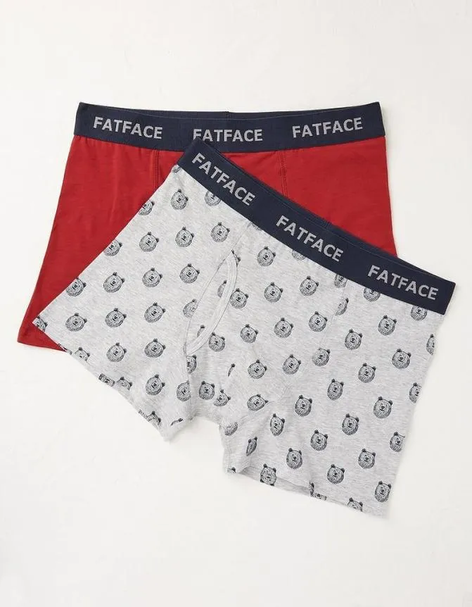 Fatface Socks and Underwear 2 Pack Sketchy Bear Boxers Grey 8211 Men