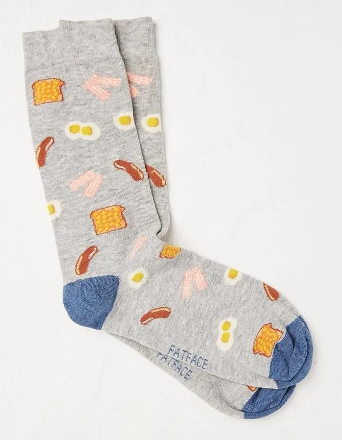 Fatface Socks and Underwear Breakfast Socks Grey Marl 8211 Men