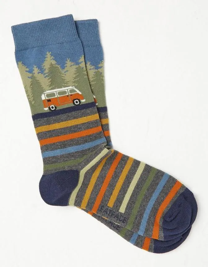 Fatface Socks and Underwear Camper Scene Socks Blue Marl 8211 Men