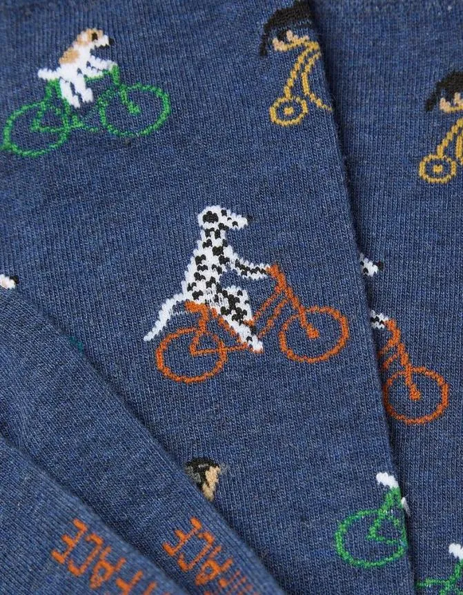 Fatface Socks and Underwear Dogs On Bikes Socks Navy 8211 Men