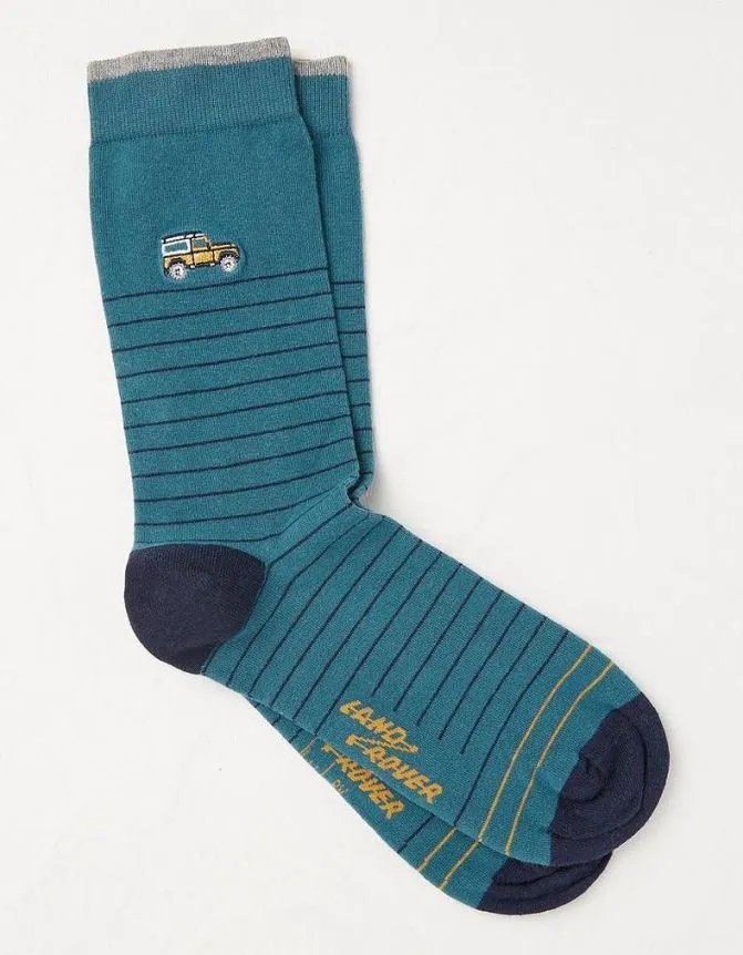 Fatface Socks and Underwear Embroidered Land Rover Socks Teal Green 8211 Men