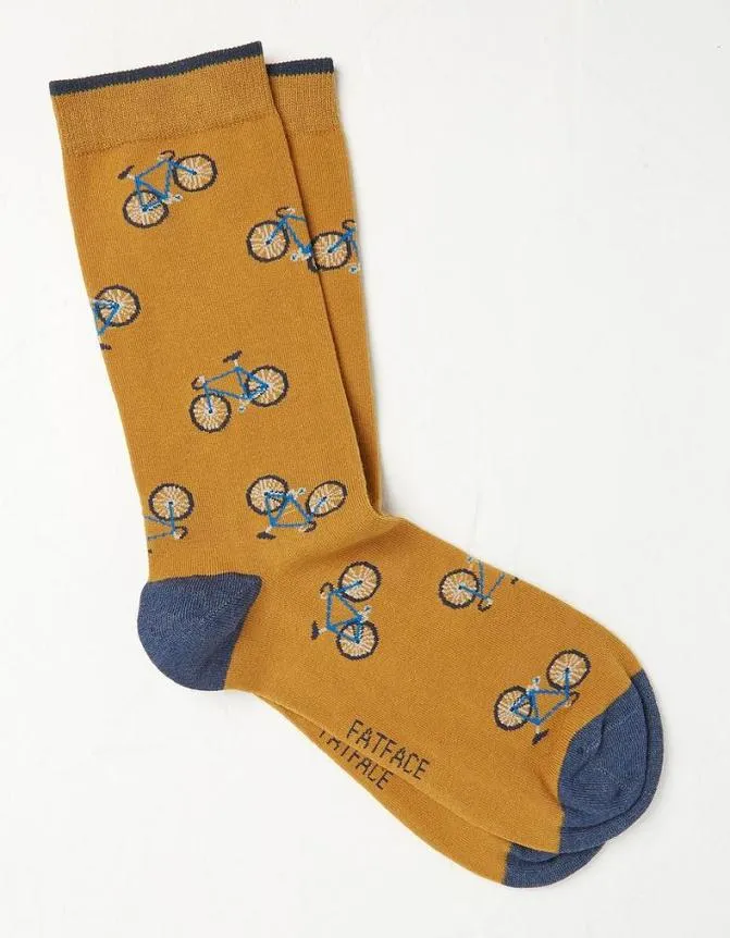 Fatface Socks and Underwear Multi Bike Socks Mustard Yellow 8211 Men
