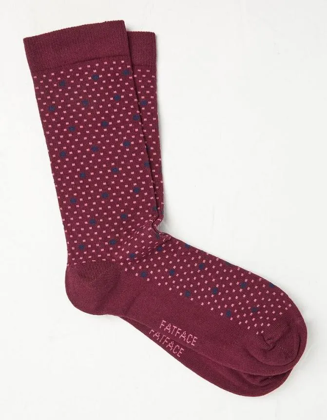 Fatface Socks and Underwear Multi Spot Socks Burgundy 8211 Men