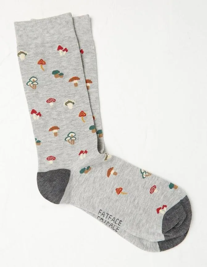 Fatface Socks and Underwear Mushroom Socks Grey Marl 8211 Men