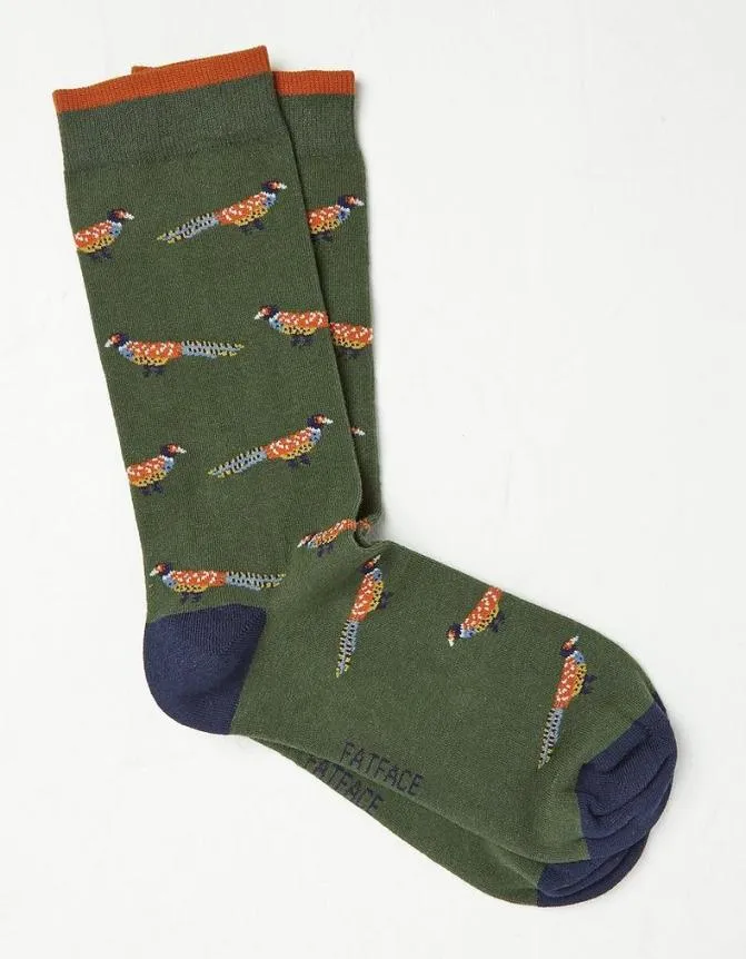 Fatface Socks and Underwear Pheasant Socks Khaki Green 8211 Men