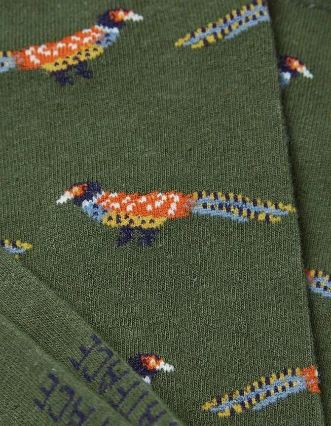 Fatface Socks and Underwear Pheasant Socks Khaki Green 8211 Men