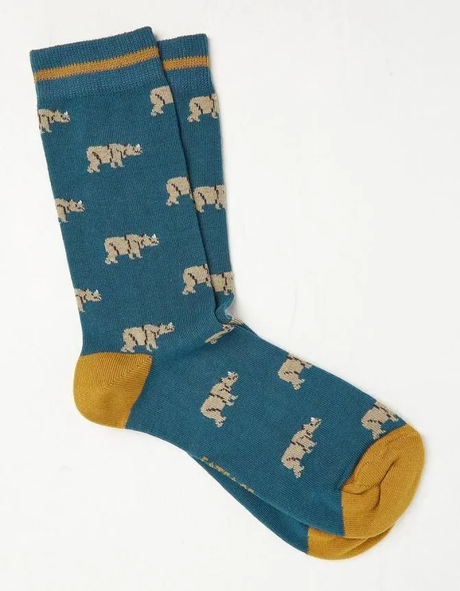 Fatface Socks and Underwear Rhino Socks Teal Green 8211 Men