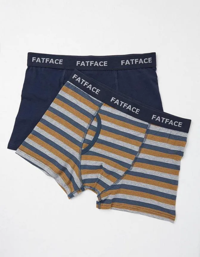 Fatface Socks and Underwear Two Pack Dorset Stripe Boxers Navy 8211 Men