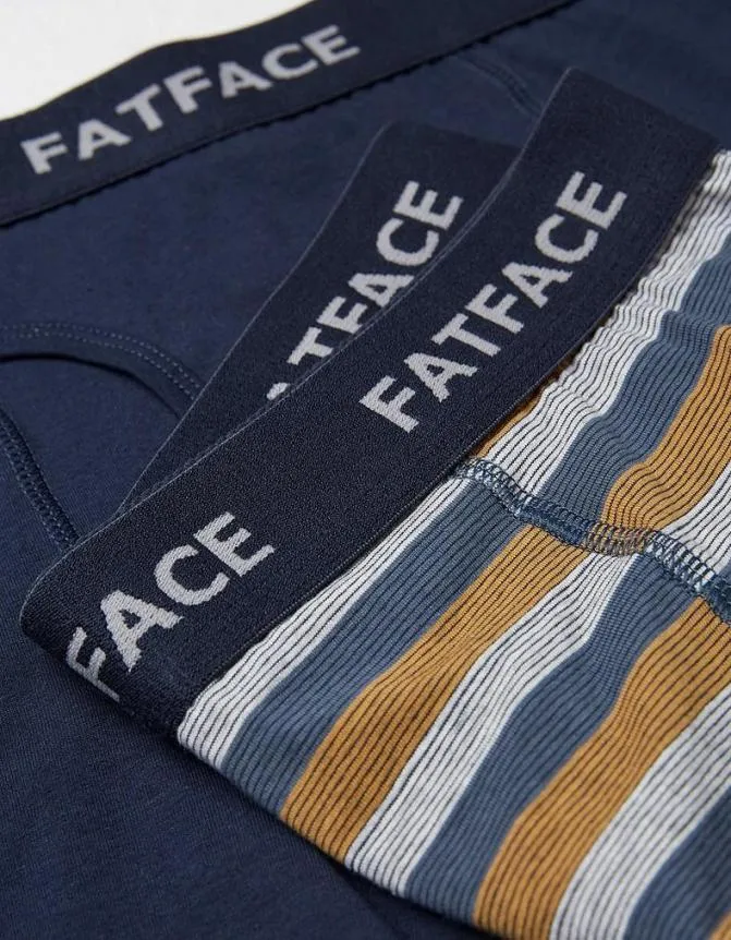 Fatface Socks and Underwear Two Pack Dorset Stripe Boxers Navy 8211 Men