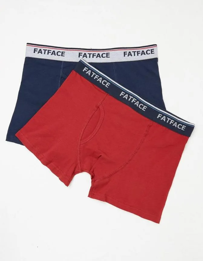 Fatface Socks and Underwear Two Pack Plain Boxers Red 8211 Men
